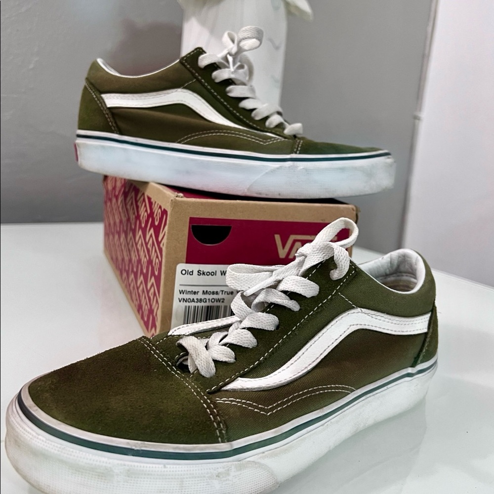Comfy Unisex Vans Old Skool Olive Green Low Top Shoes